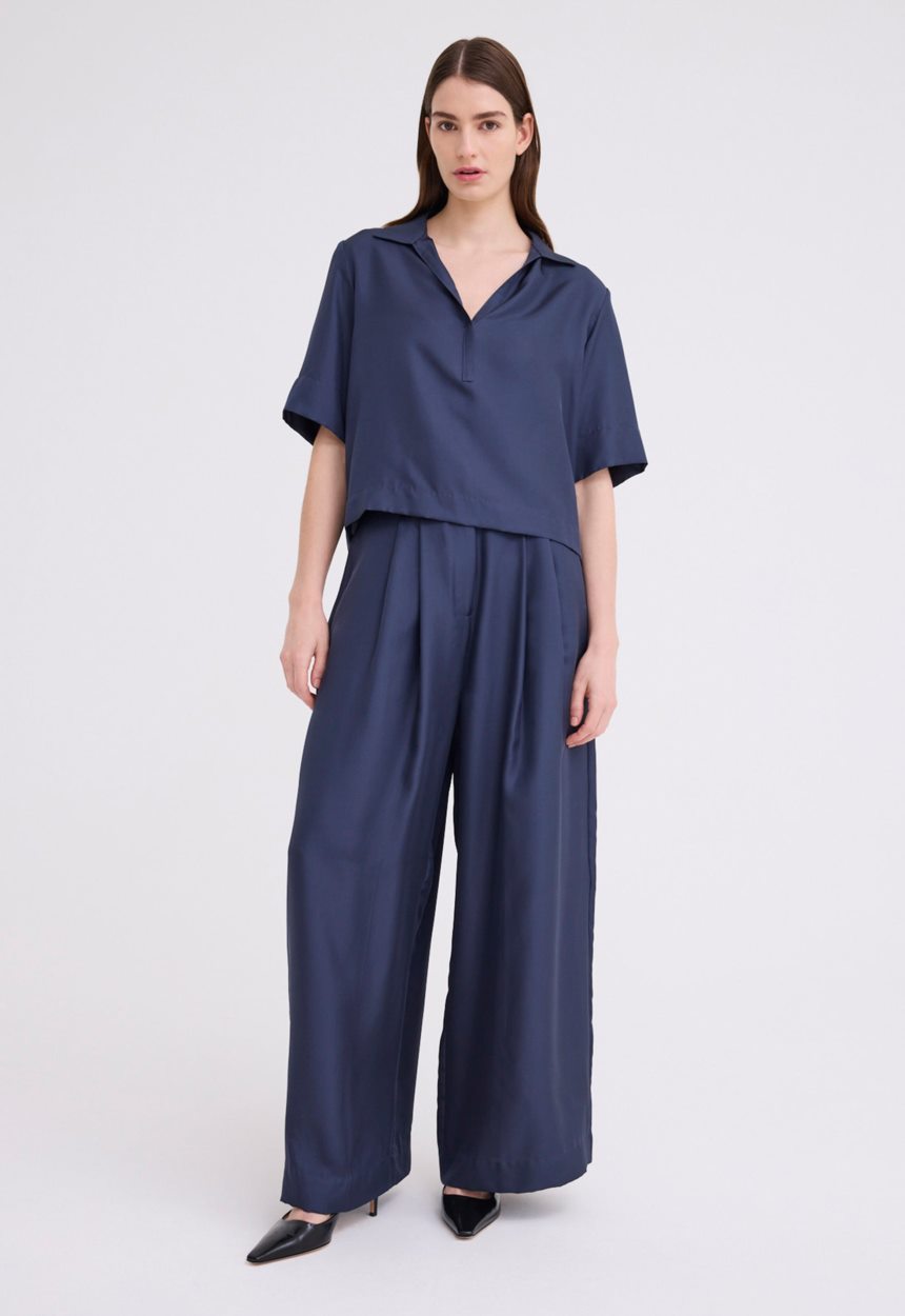 Jac + Jack Blume Silk Twill Top - Sly Blue